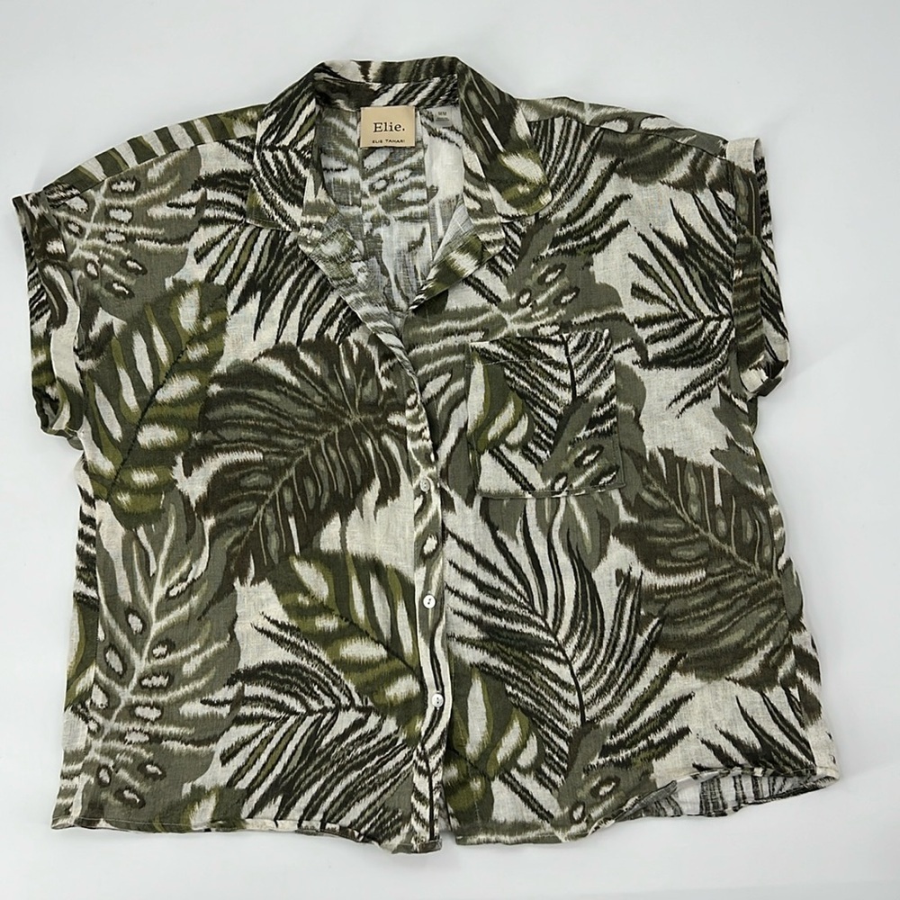 Elle Women's Green Leaf Print Top